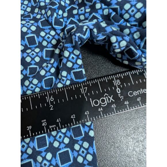 Liz Claiborne Women's Size Medium Draped Neck Geometric Long Sleeve Blue Shirt - Picture 9 of 11